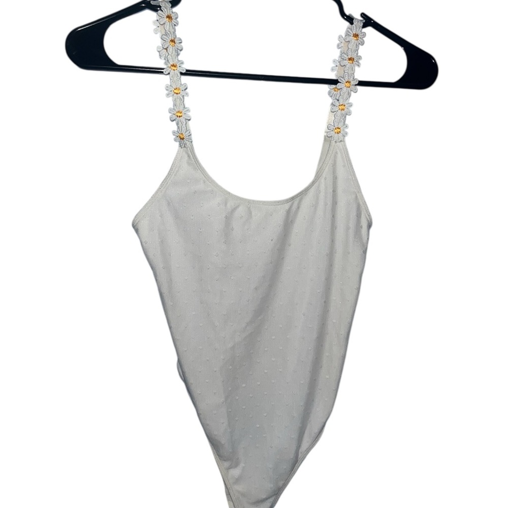 White Floral Strap Bodysuit